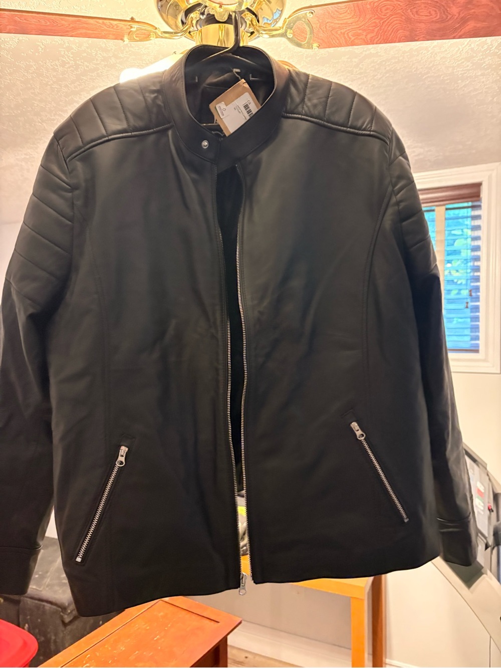 XXXL Men's WhiteBlack MotoSheepskin Leather Jacket